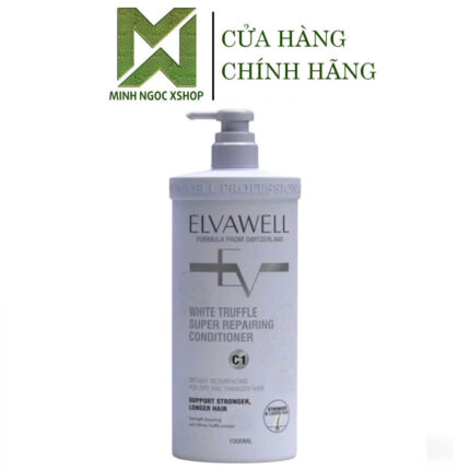 Dầu Xả Phục Hồi Suôn Mượt ELVAWELL White Truffle Super Repairing Conditioner C1 1000ML, Màu Tím