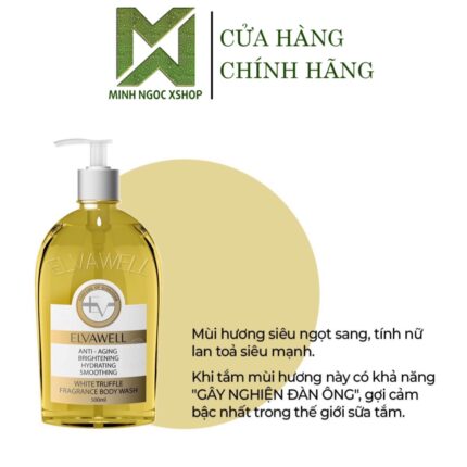 Sữa Tắm Nước Hoa Nấm Truffle ELVAWELL White Truffle 500ML, Màu Vàng Hương Sugar Honey